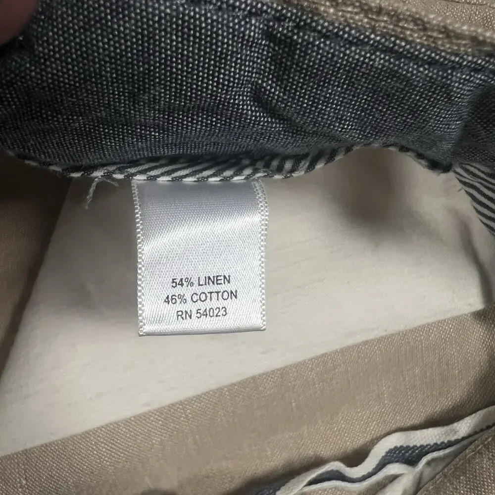 Banana Republic Relaxed Fit Tan Linen Cotton Chino Pants Mens 36x30 Drawstring